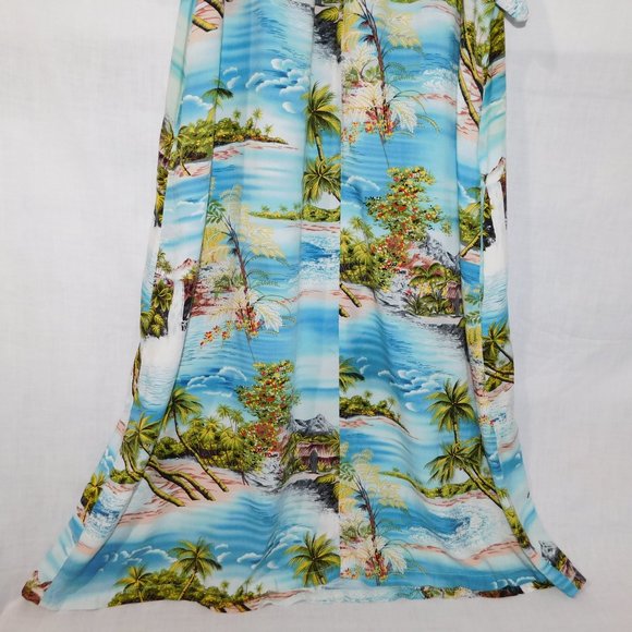 Puanani RJC Hawaii Womens L Rayon Hawaiian Dress MuuMuu Island Ocean Print Blue - Picture 11 of 11